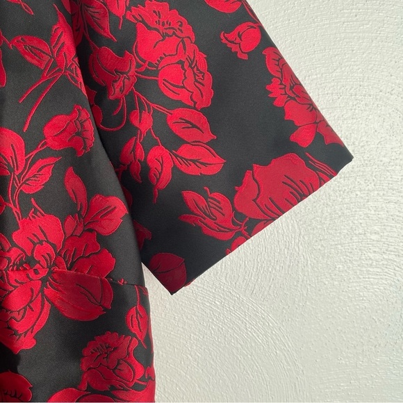 Talbots special occasion floral jacquard dress Size 2P black red NWT - Picture 7 of 14